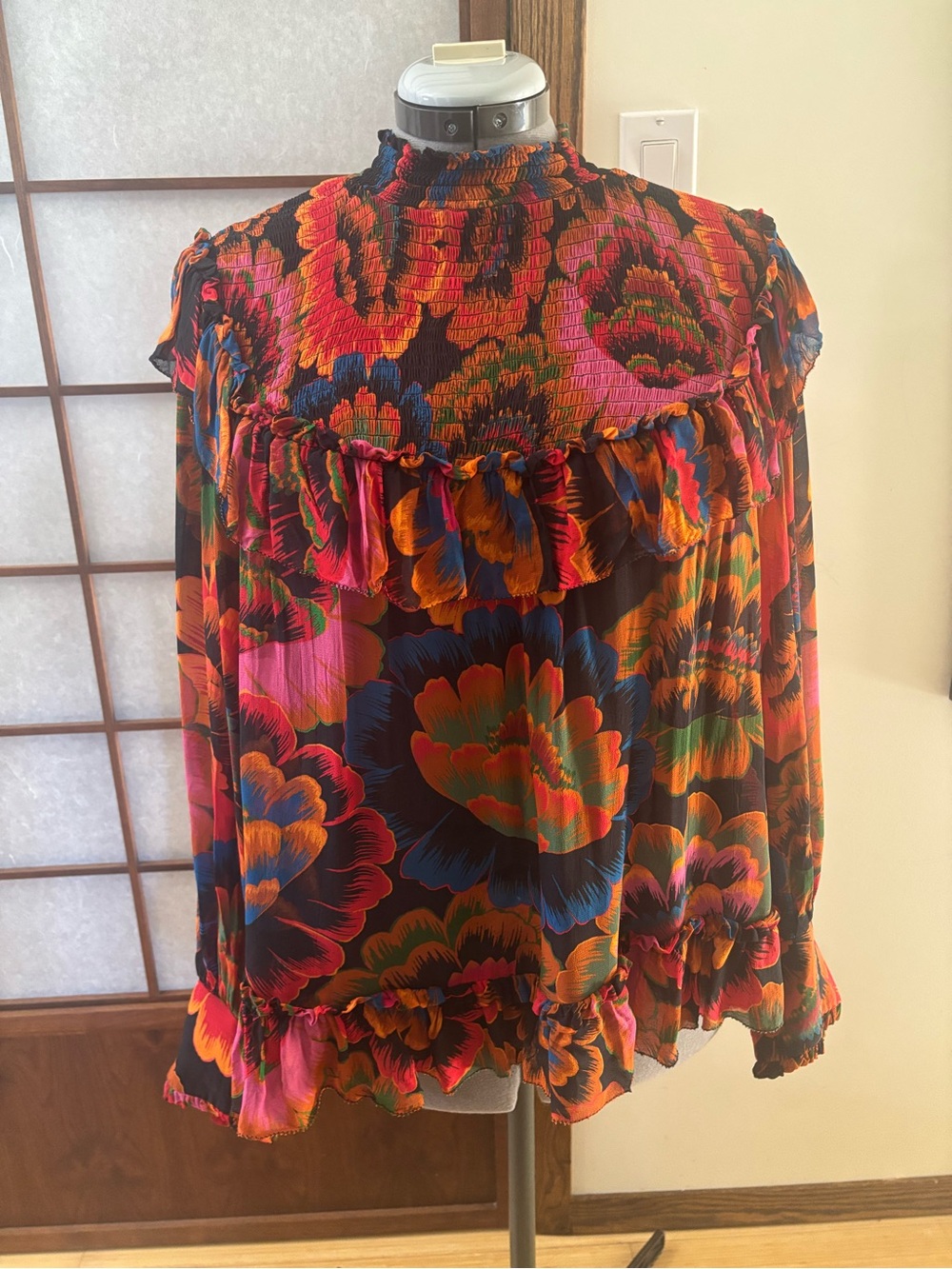 VGUC FARM Rio Viscose Dream Floral Ruffle Blouse US XL
